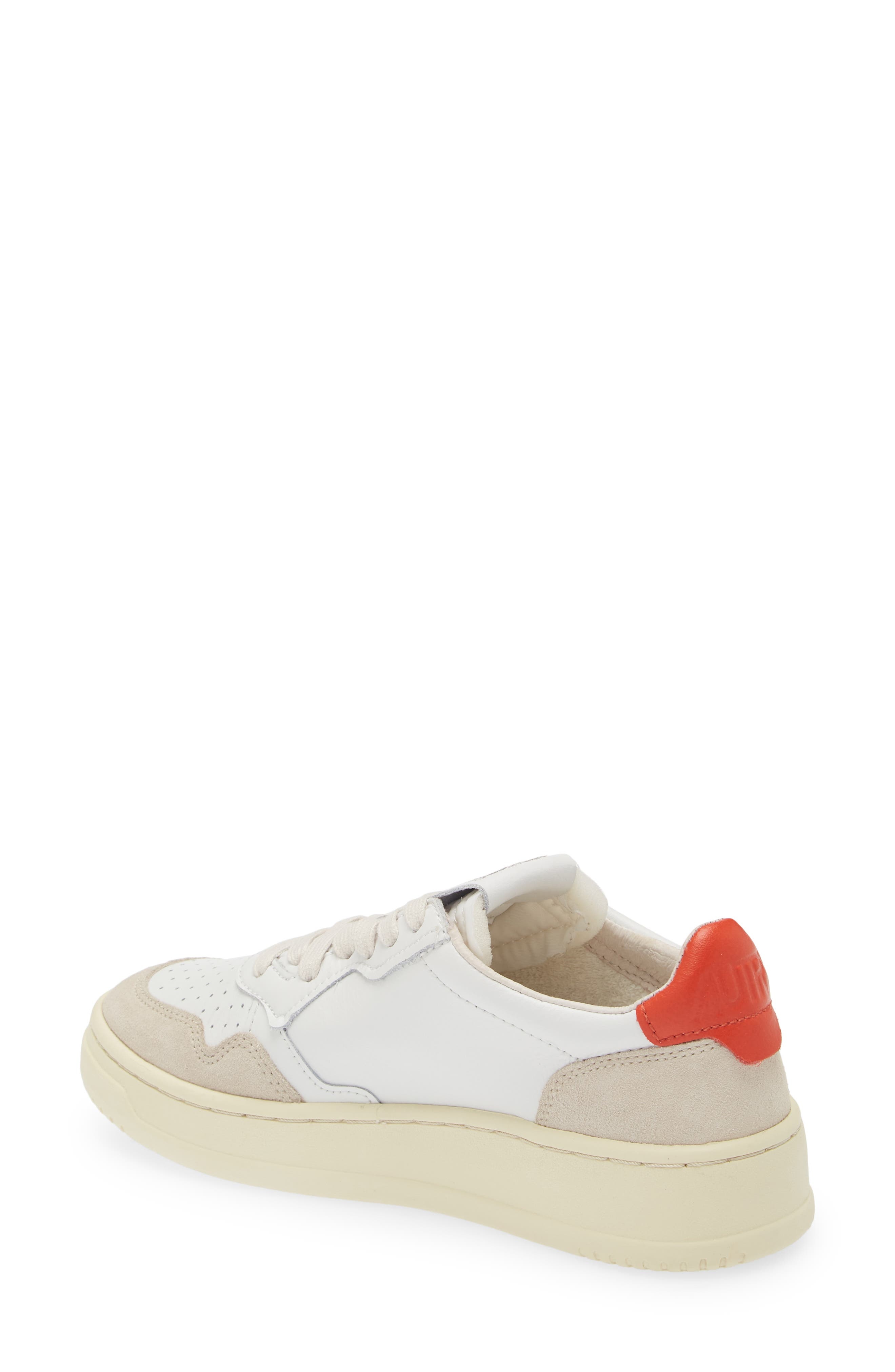 AUTRY Medalist Low Sneaker in White/Orange at Nordstrom - 2