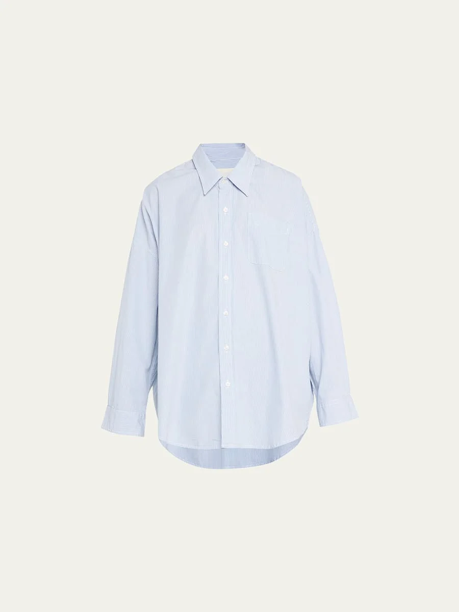 Oxford Oversized Pin-Stripe Shirt - 1