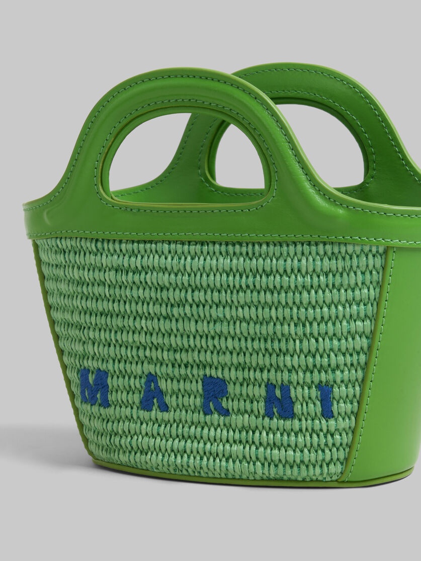 TROPICALIA MICRO BAG IN GREEN LEATHER AND RAFFIA-EFFECT FABRIC - 5