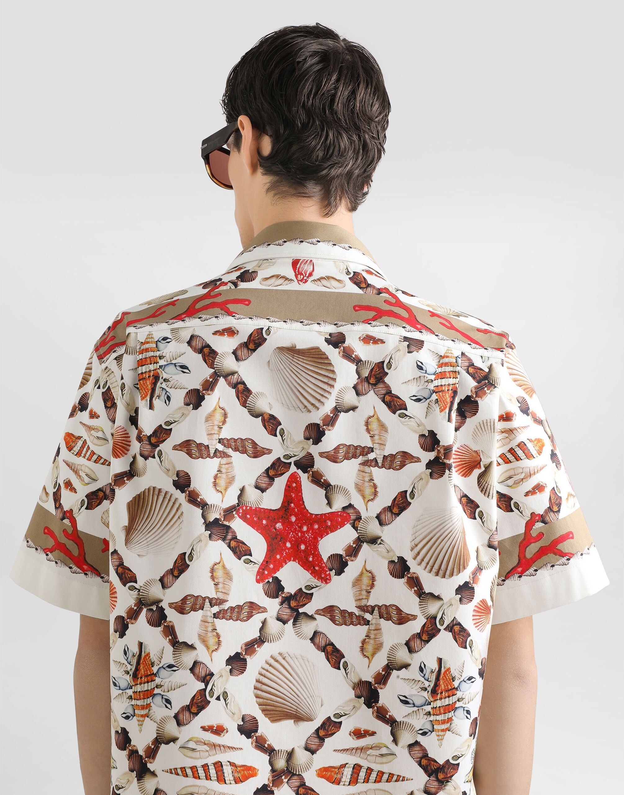 Shell-print stretch drill hawaii shirt - 6