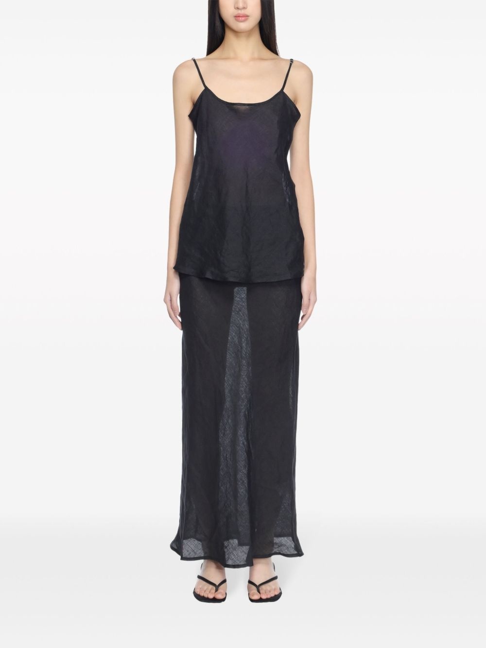 semi-sheer linen maxi skirt - 2