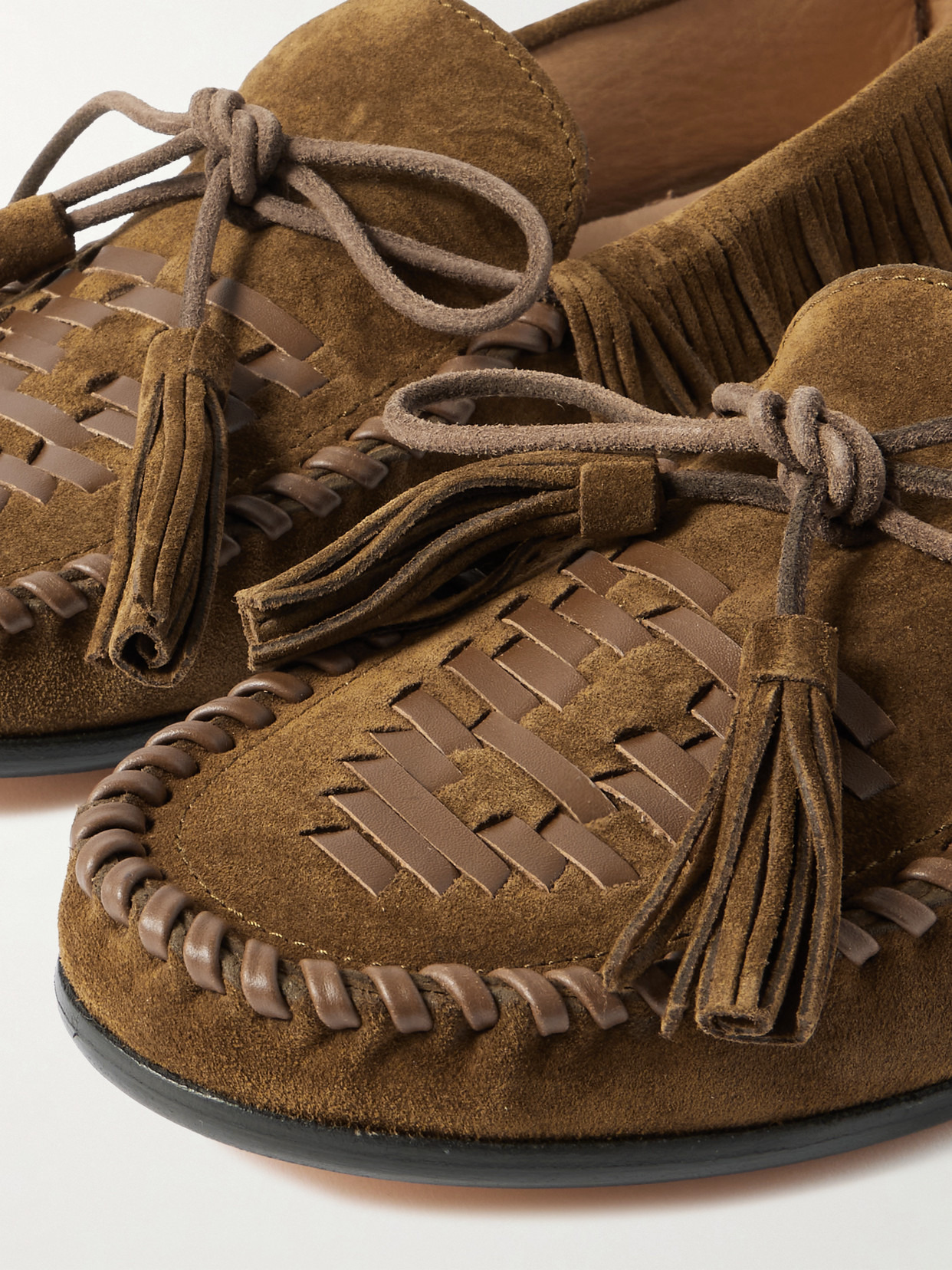Fitza Tasseled Fringed Leather-trimmed Suede Loafers - 4