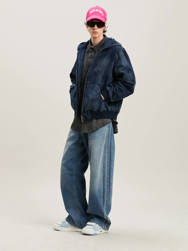 Palm Angels Lasered Curved Logo denim Pants outlook
