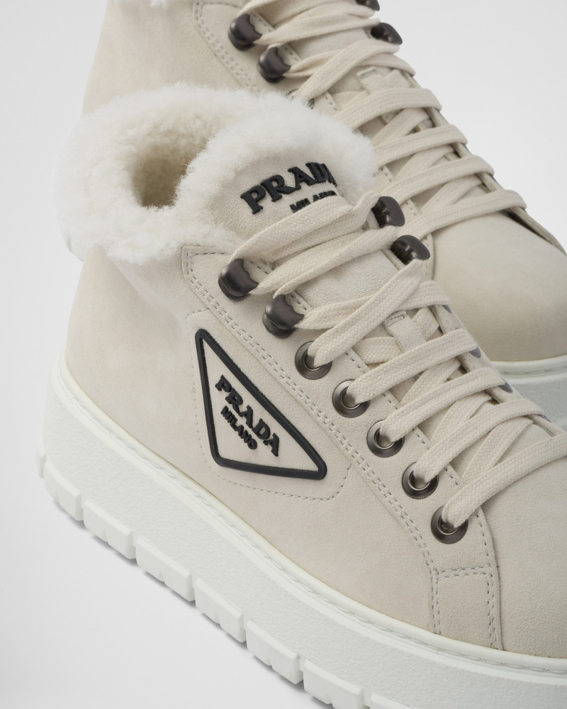 Suede lace-up booties 6