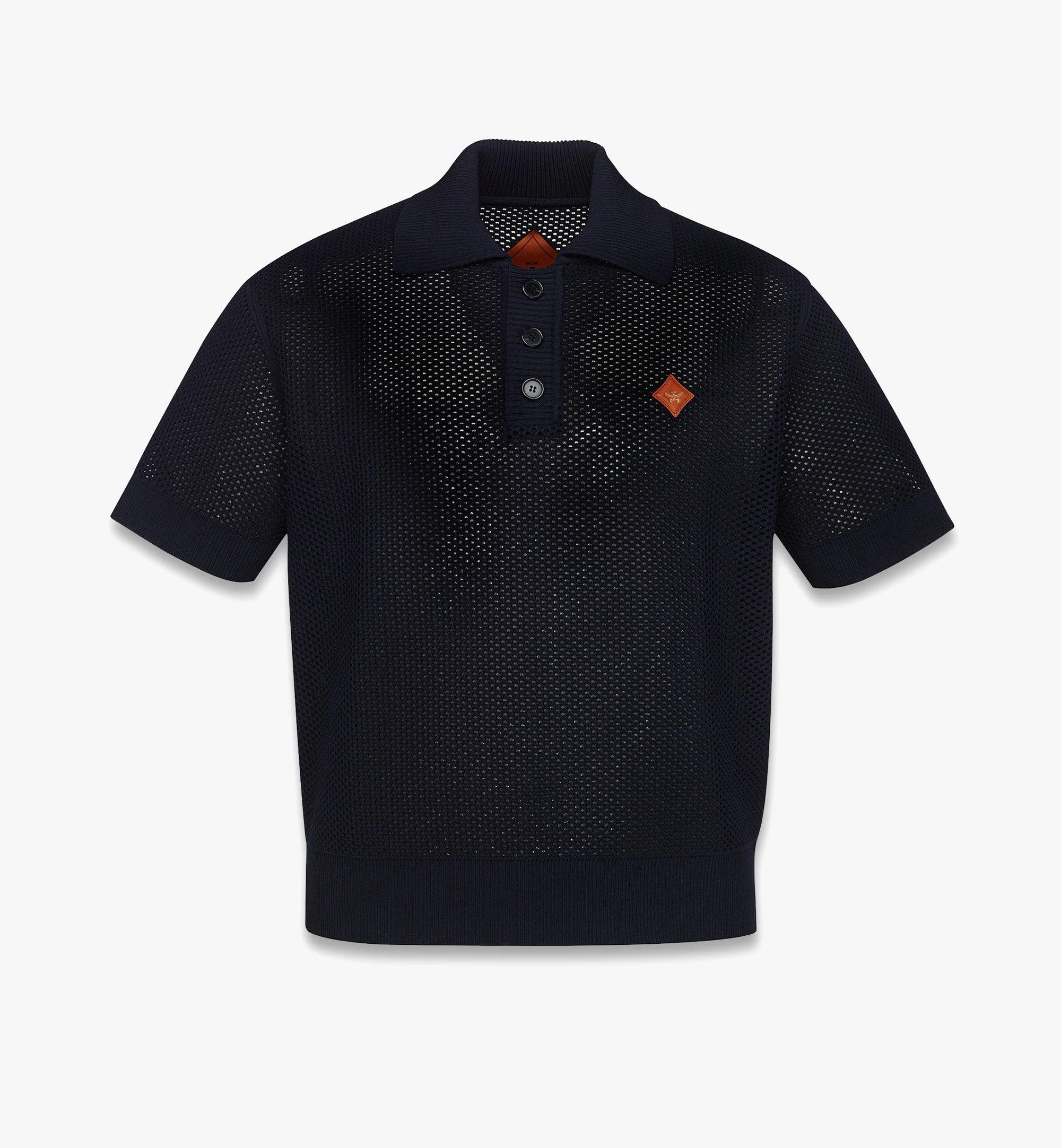 Logo Patch Mesh Knit Polo - 1