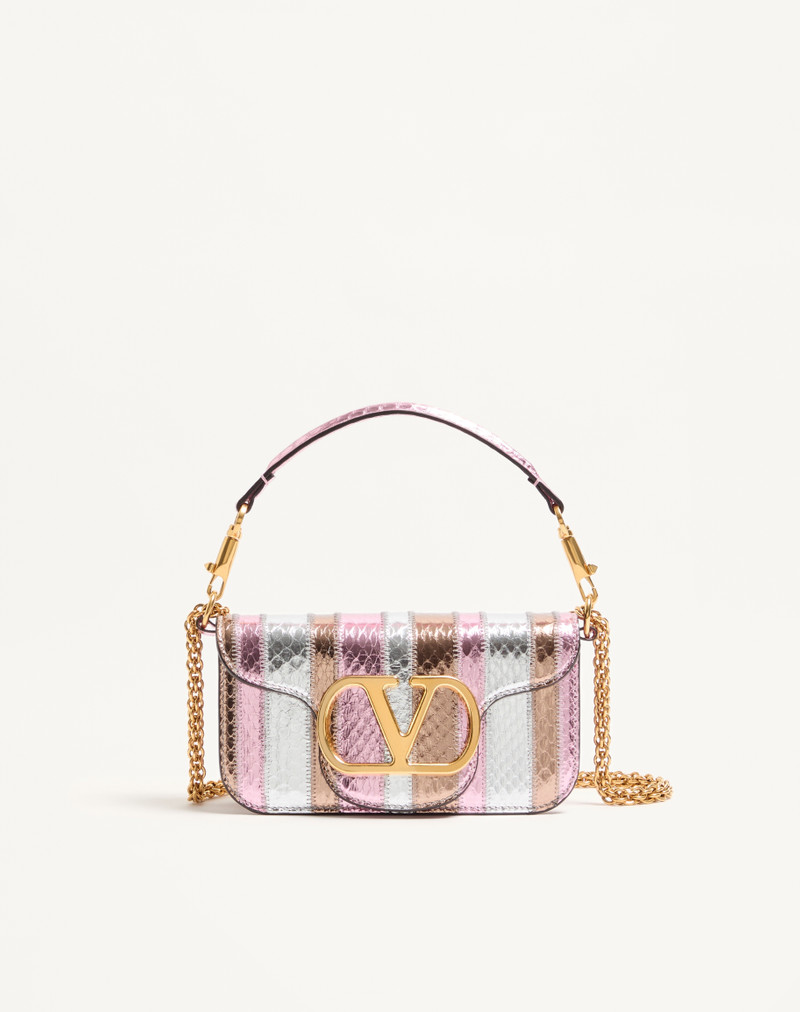 VALENTINO GARAVANI LOCÒ SMALL SHOULDER BAG IN LAMINATED ELAPHE 1