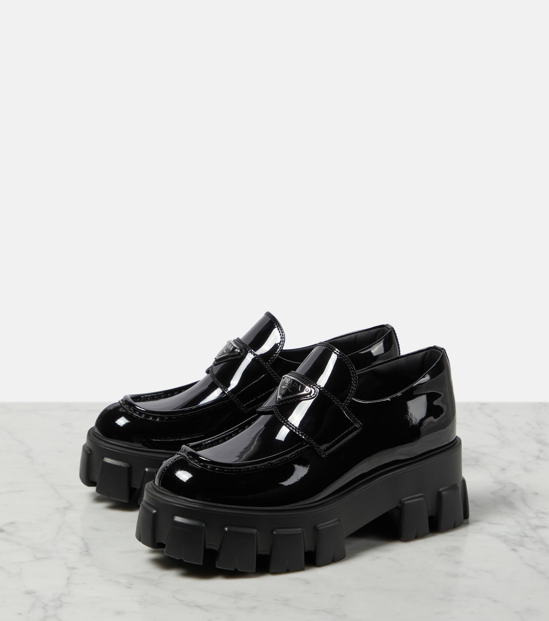 Monolith leather platform loafers - 5