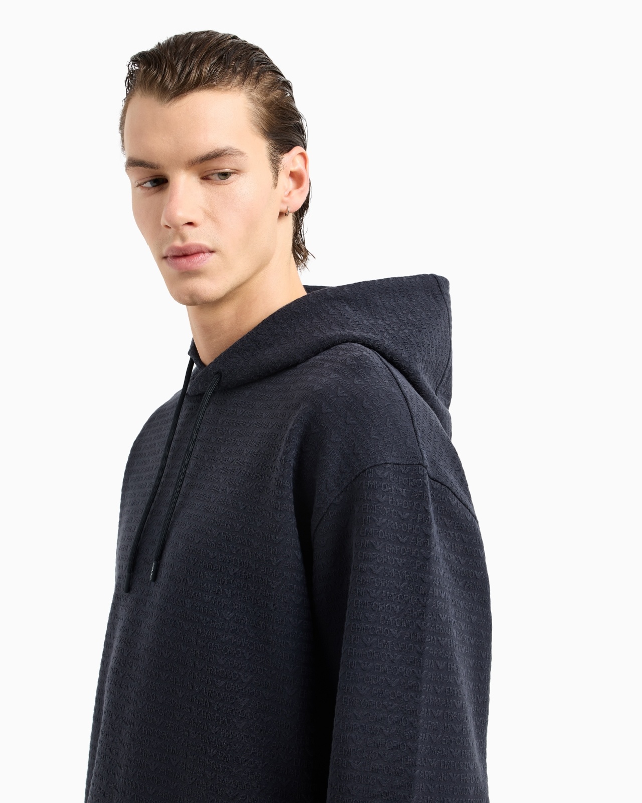 ASV JERSEY-LYOCELL BLEND HOODED SWEATSHIRT WITH ALL-OVER LETTERING - 5