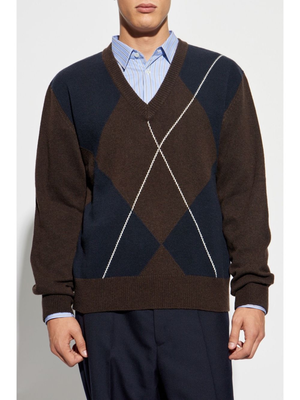 argyle-pattern jumper - 3