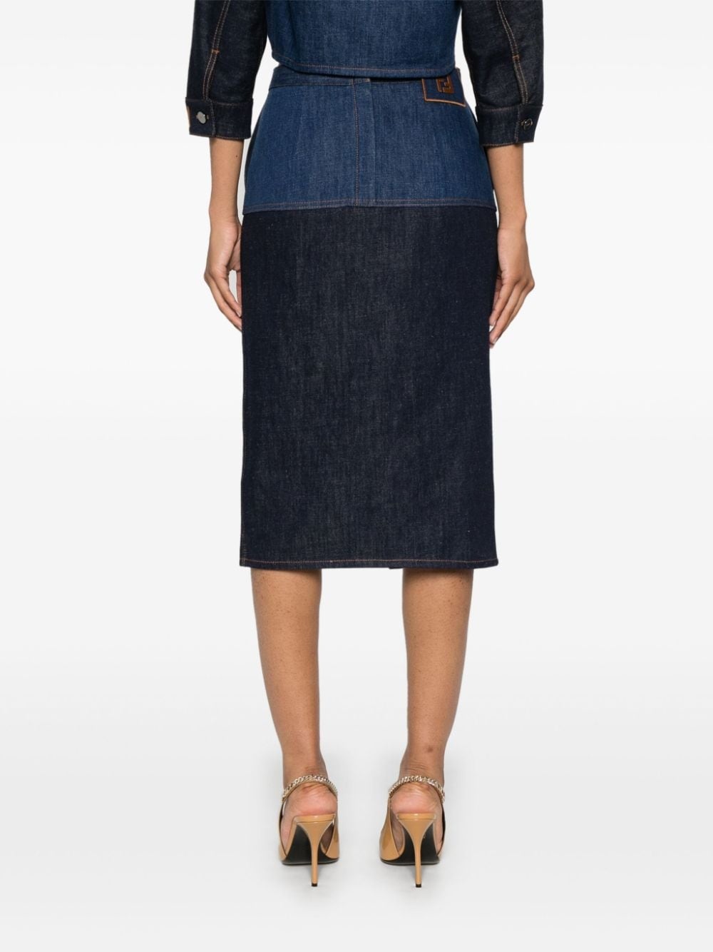 Bicolor denim midi skirt - 4