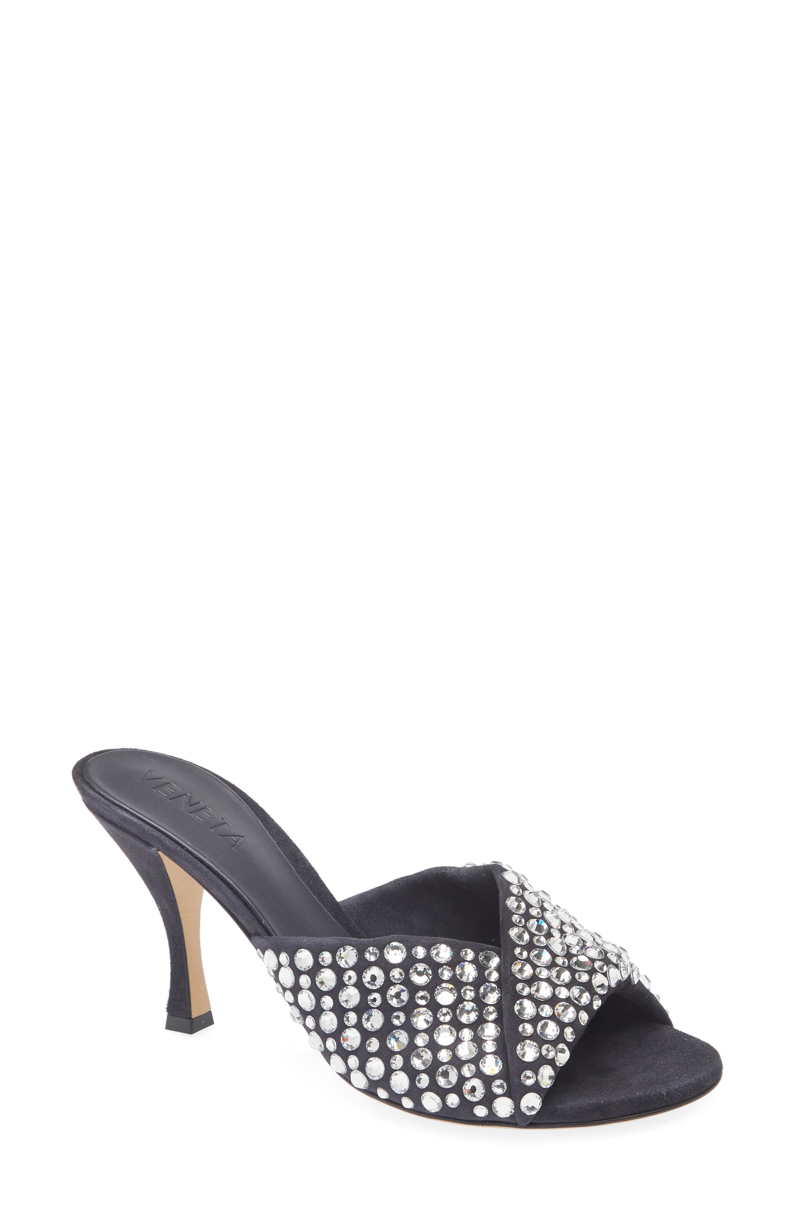 Bottega Veneta Blink Rhinestone Lambskin Suede Sandal (Women)
 in Shadow at Nordstrom - 1
