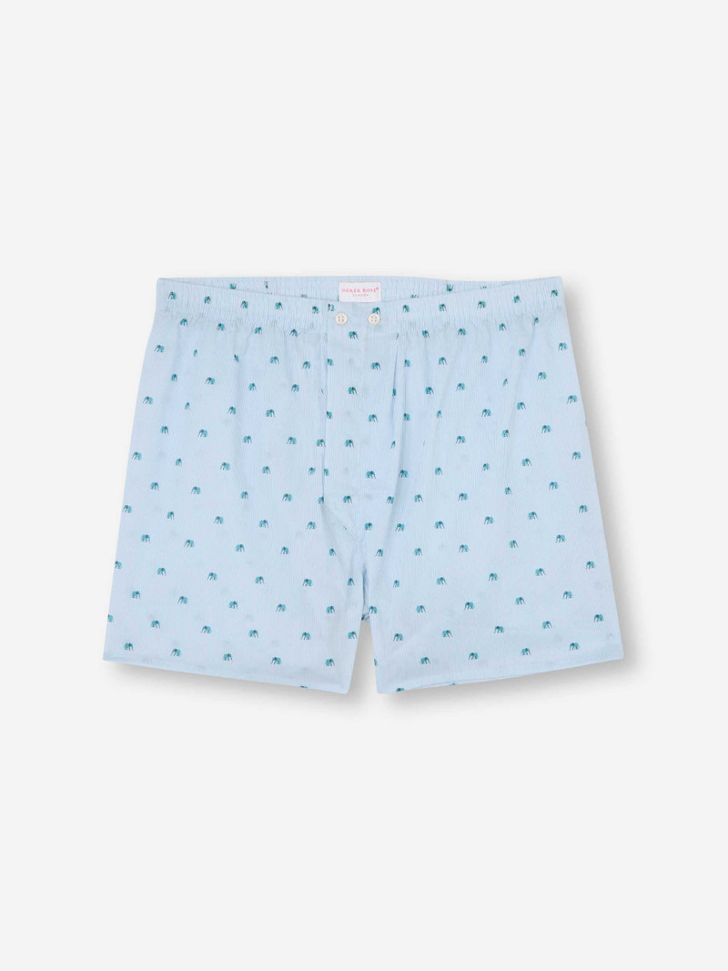 Derek Rose Men's Classic Fit Boxers Cotton Batiste Blue Elephant Print outlook