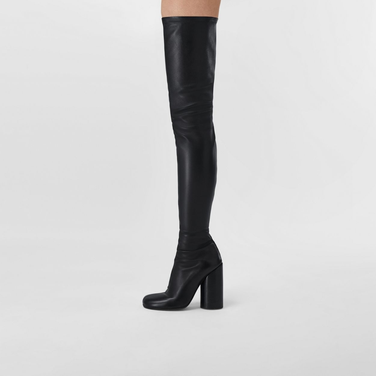 Leather Over-the-knee Sock Boots - 3