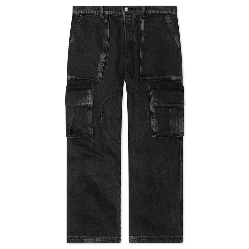 DENIM LOGO CARGOS - CHARCOAL WASH 1