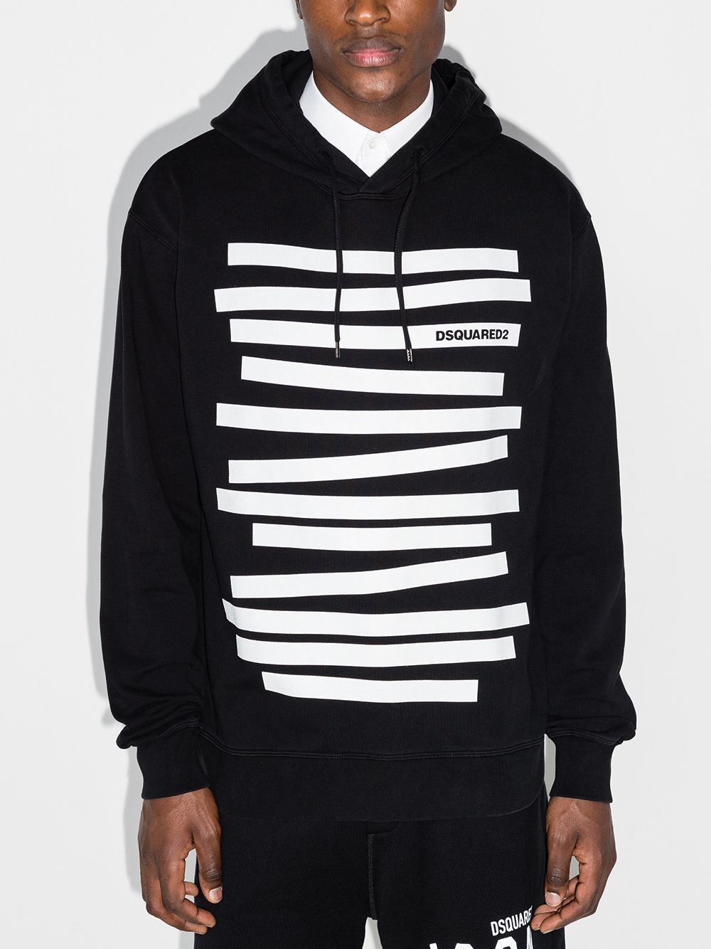 Classified print drawstring hoodie - 2