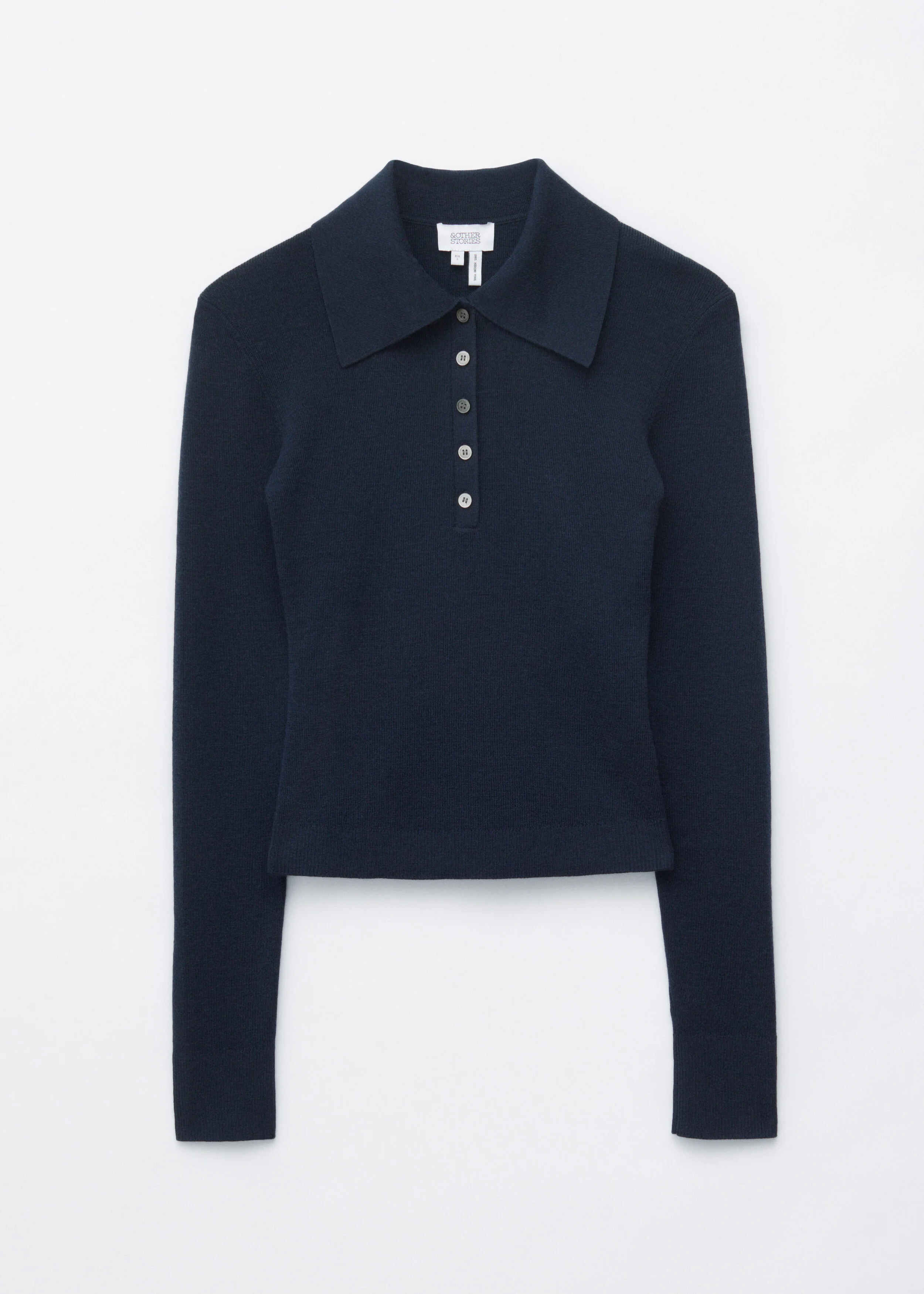 Rib-Knit Merino Polo Top - 1