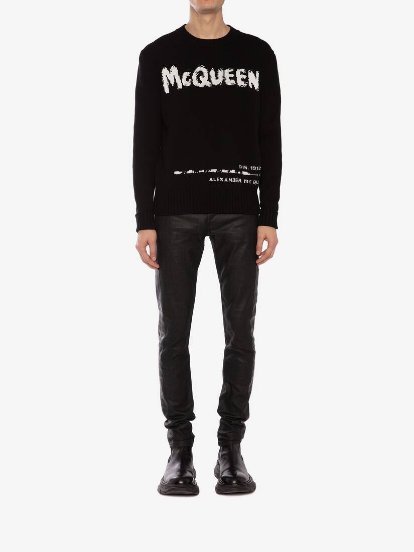 Alexander McQueen Men's McQueen Graffiti Crew Neck Sweater
