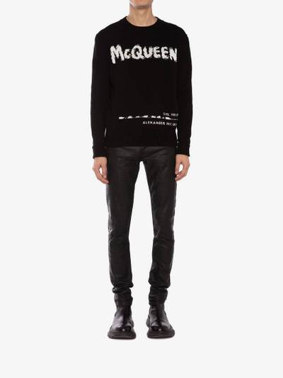 Alexander McQueen Men's McQueen Graffiti Crew Neck Sweater in Black outlook