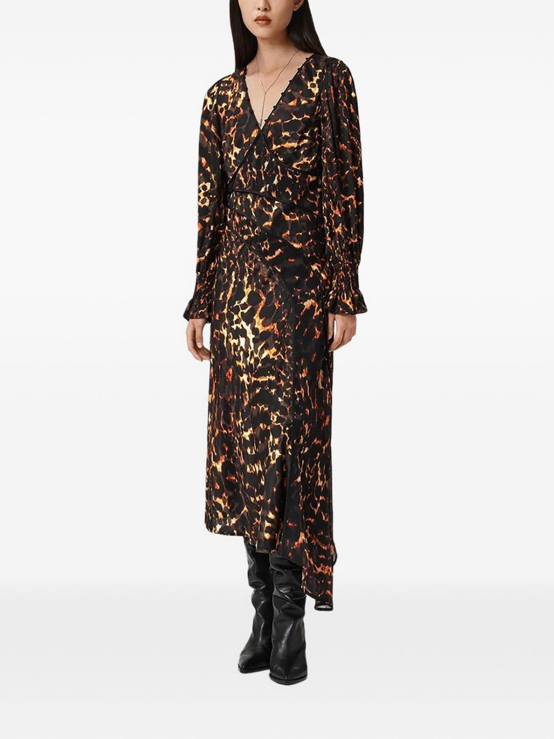 ALLSAINTS leopard-print V-neck mid dress outlook