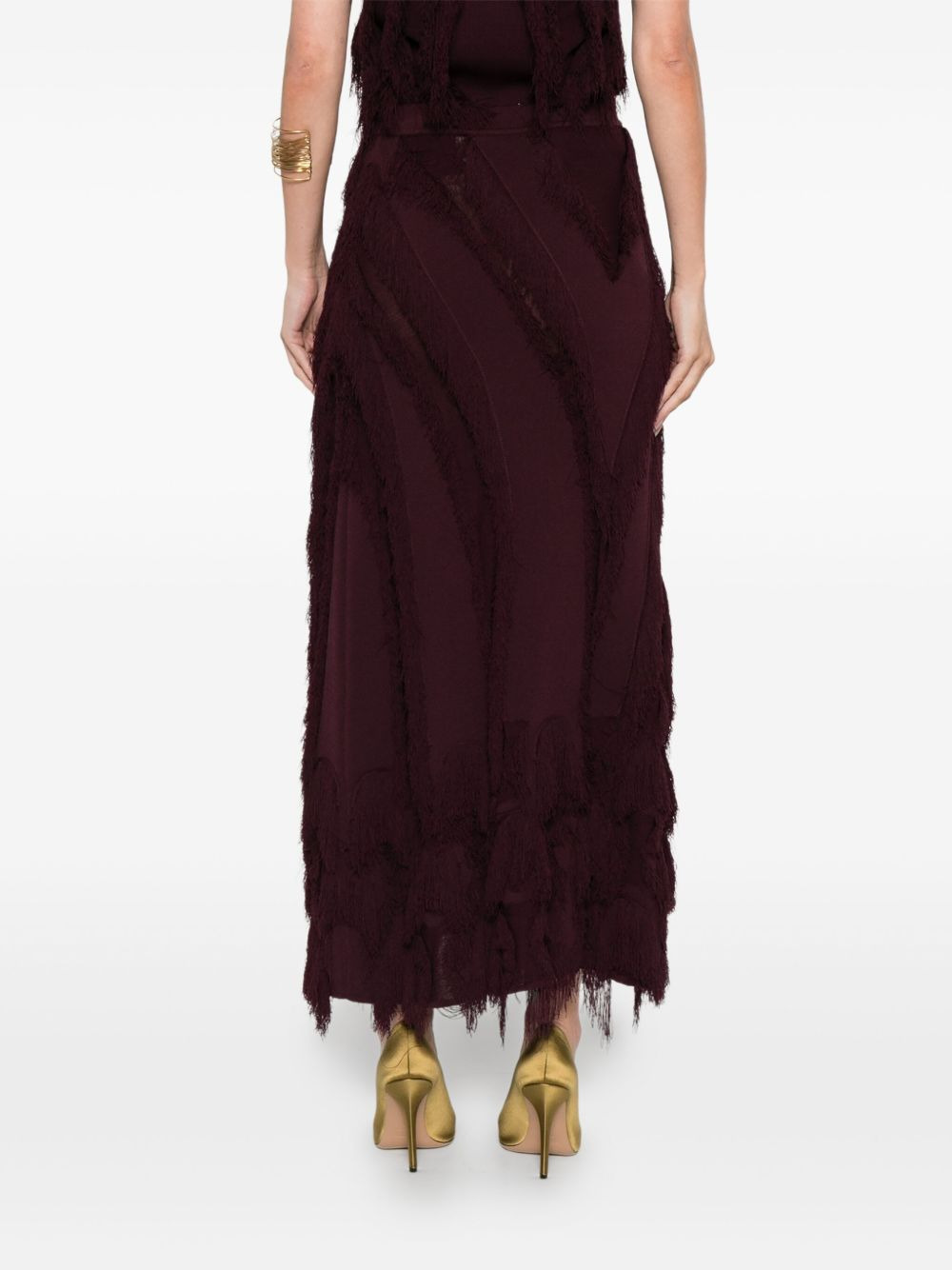 fringed panelled midi skirt - 4