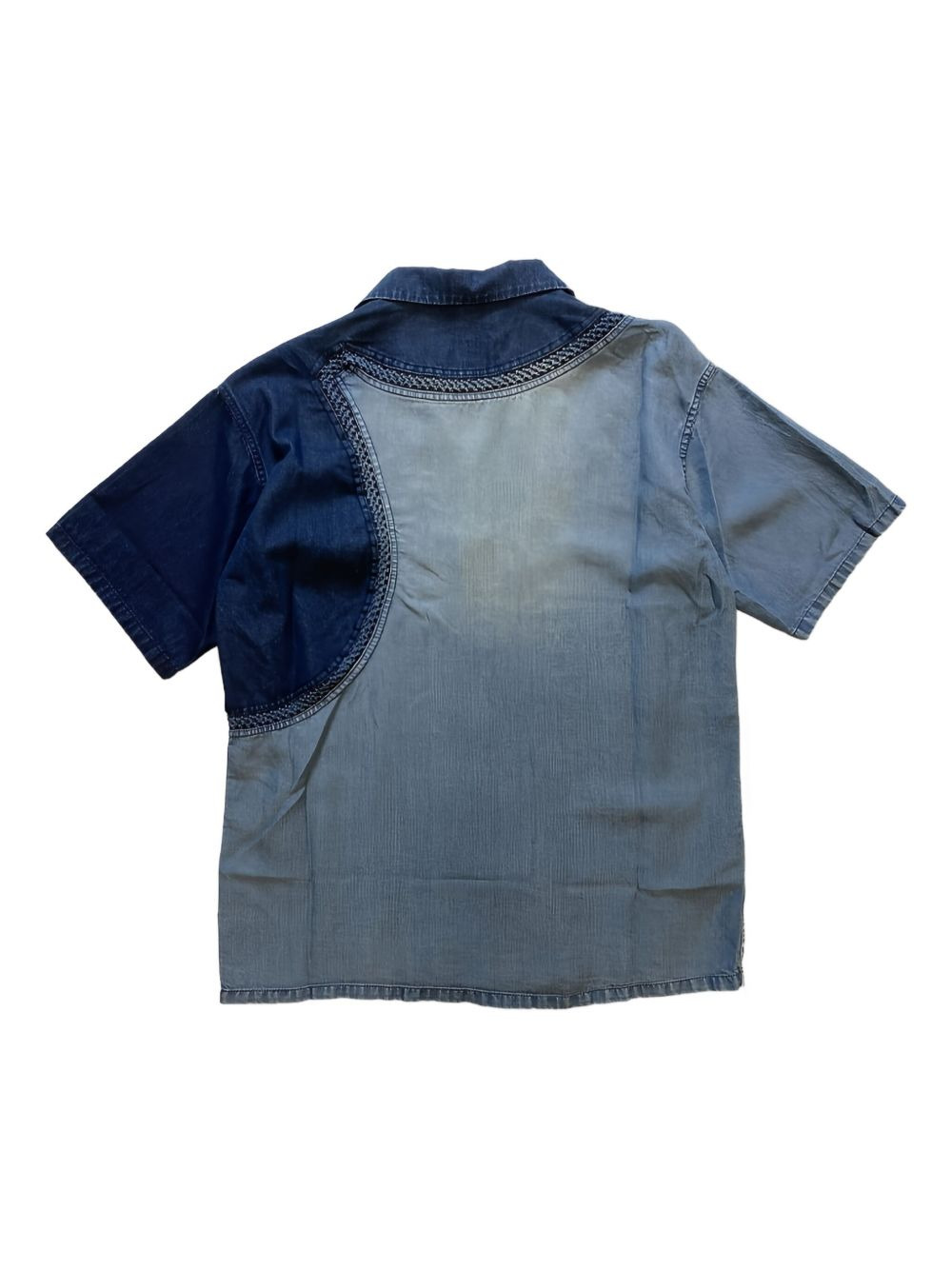 crochet-trimmed denim shirt - 2