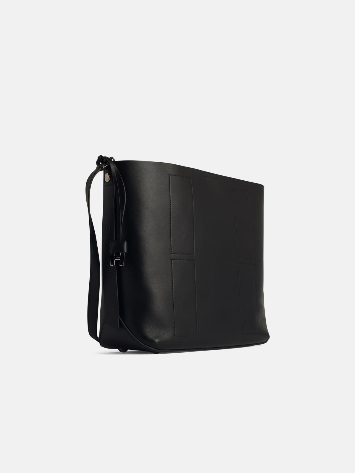 'H01' BLACK LEATHER CROSSBODY BAG - 2