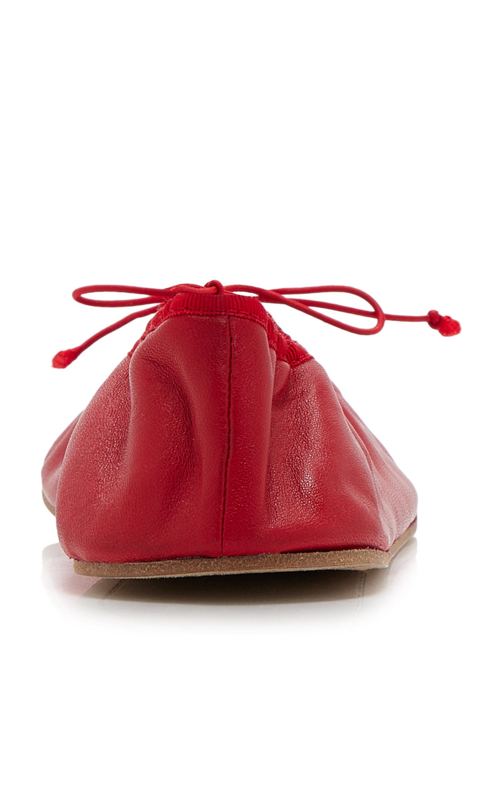 Round Leather Ballet Flats red - 4