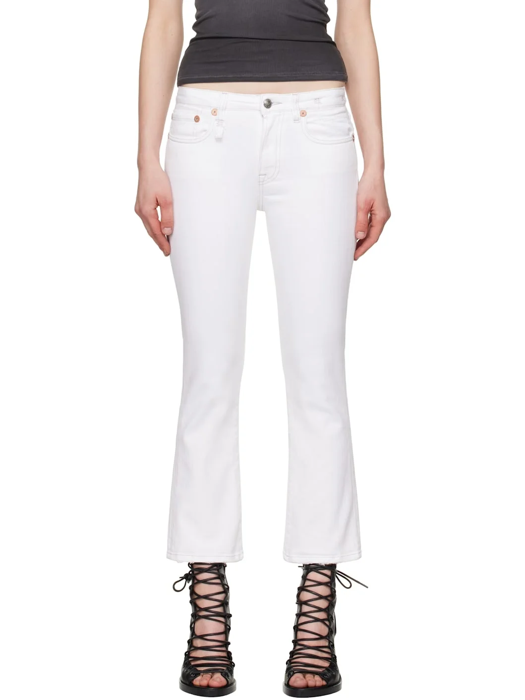 White Kick Fit Jeans - 1