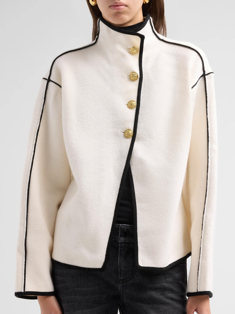 Women's Pearson Collared Sweater Jacket - Soft White Black 5