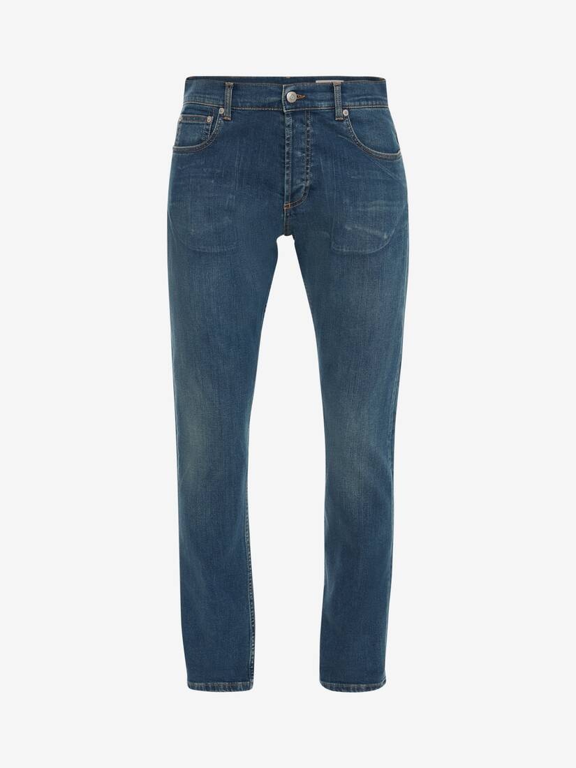 Mcqueen Graffiti Jeans in Washed Blue - 1