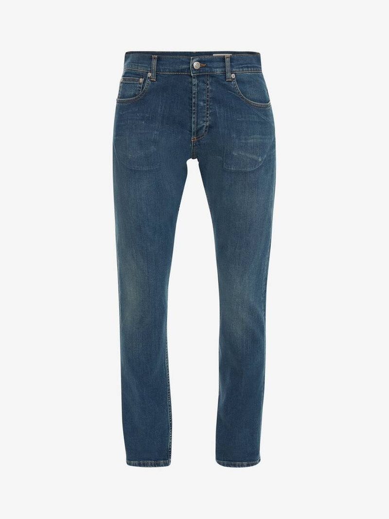 Mcqueen Graffiti Jeans in Washed Blue 1