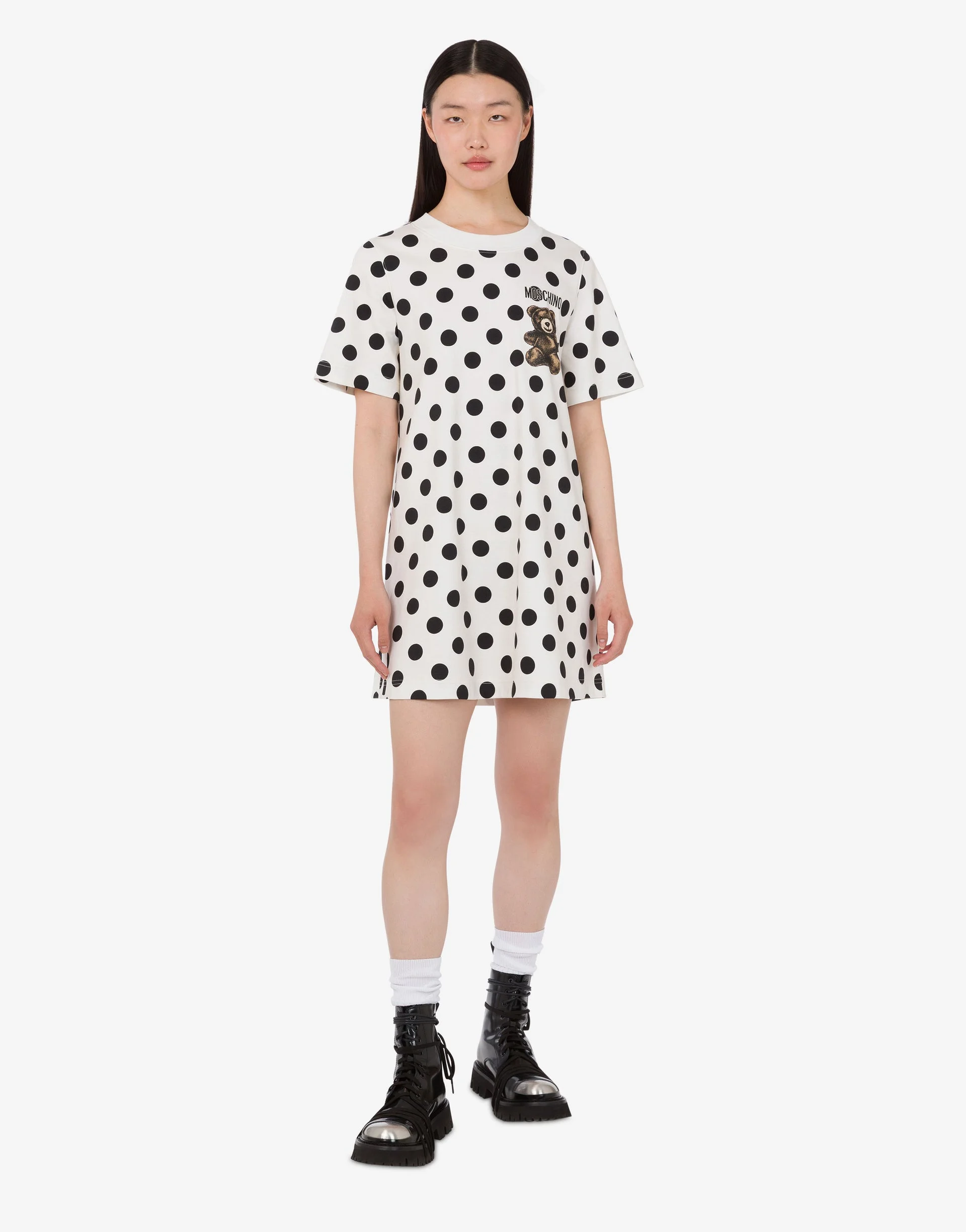 MOSCHINO TEDDY BEAR PRINTED HEAVY COTTON DRESS - 1