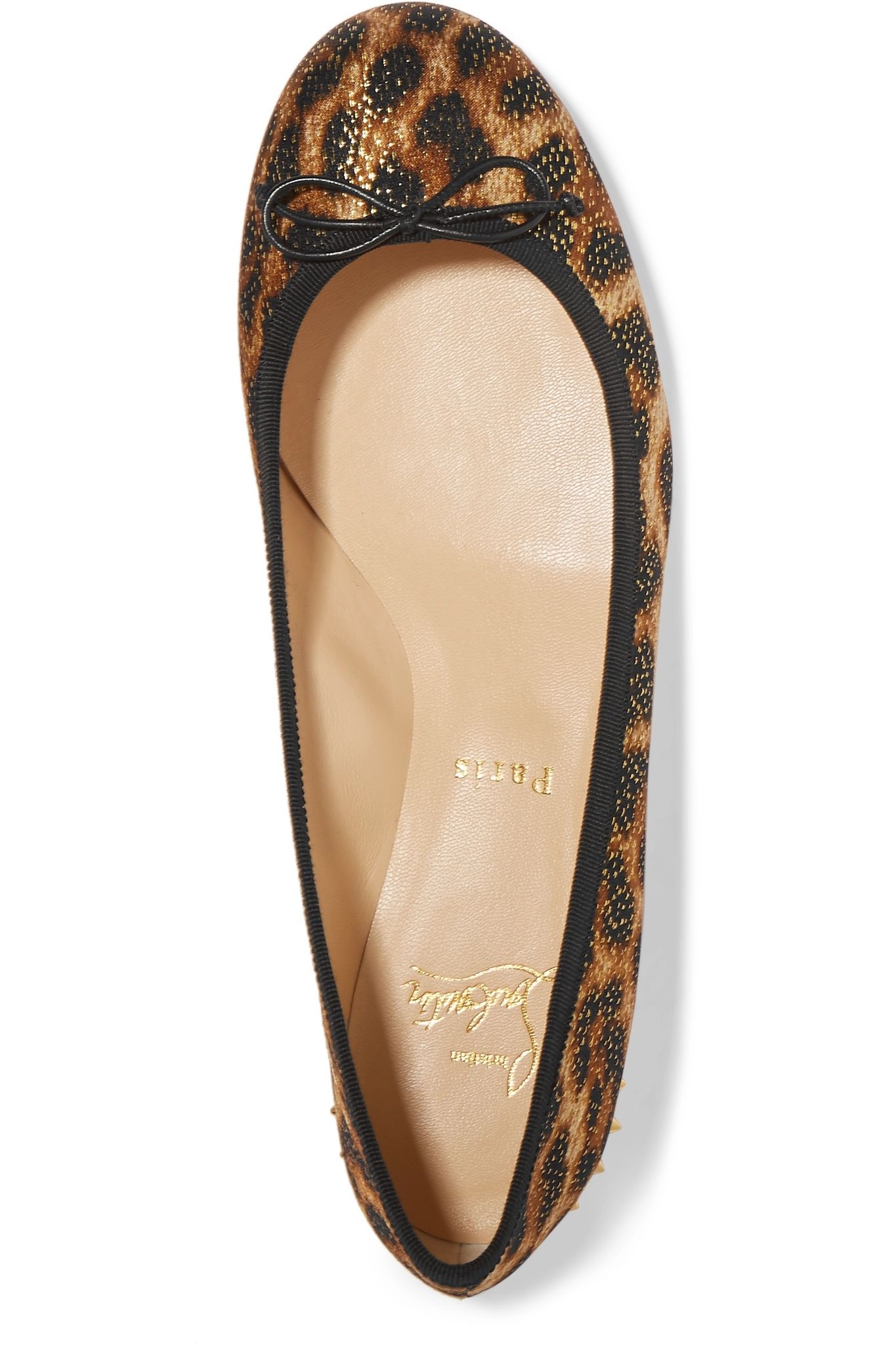 La Massine spiked leopard-print satin and leather ballet flats - 6