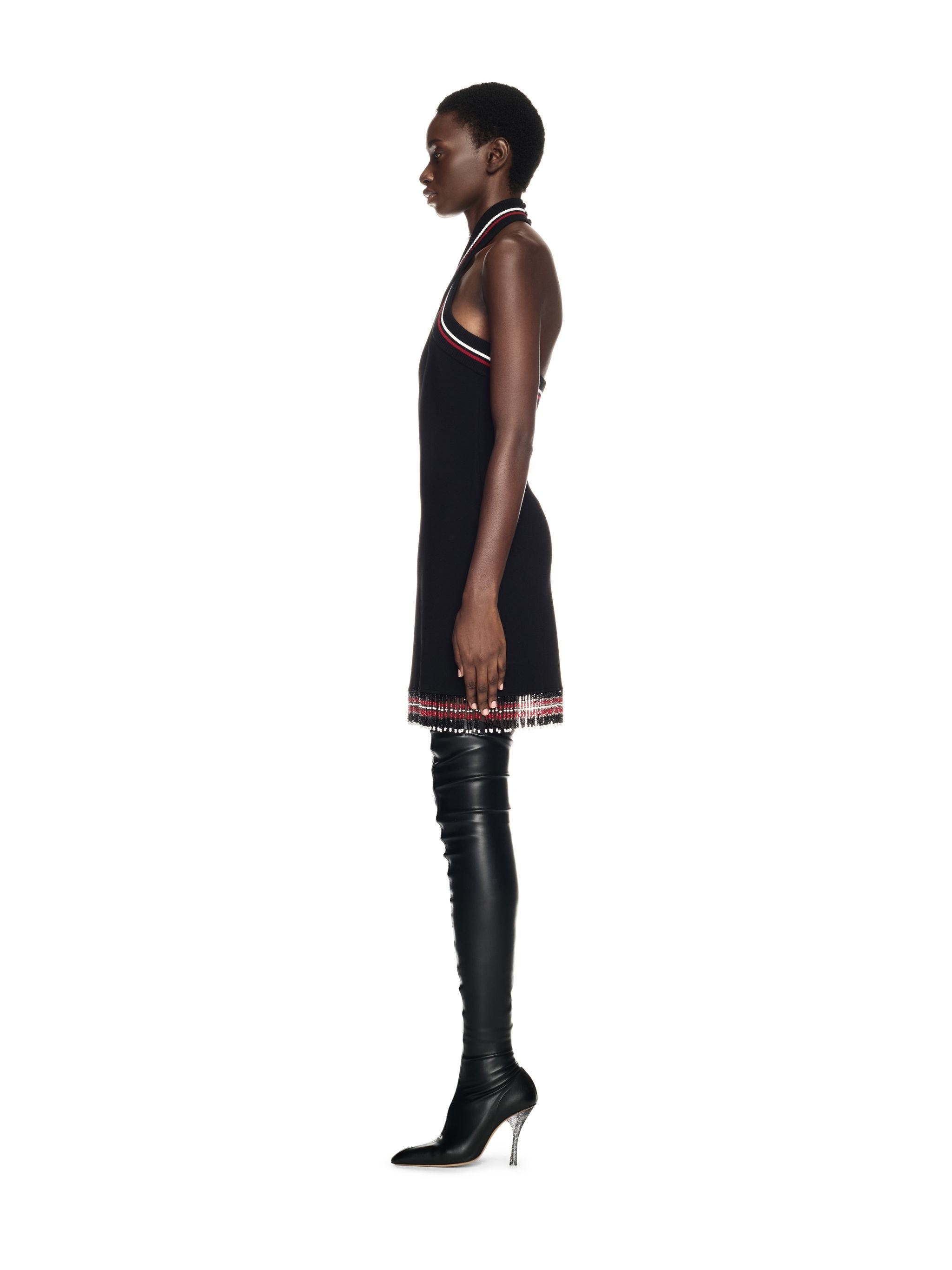 Black Cross Collar Mini Dress - 3