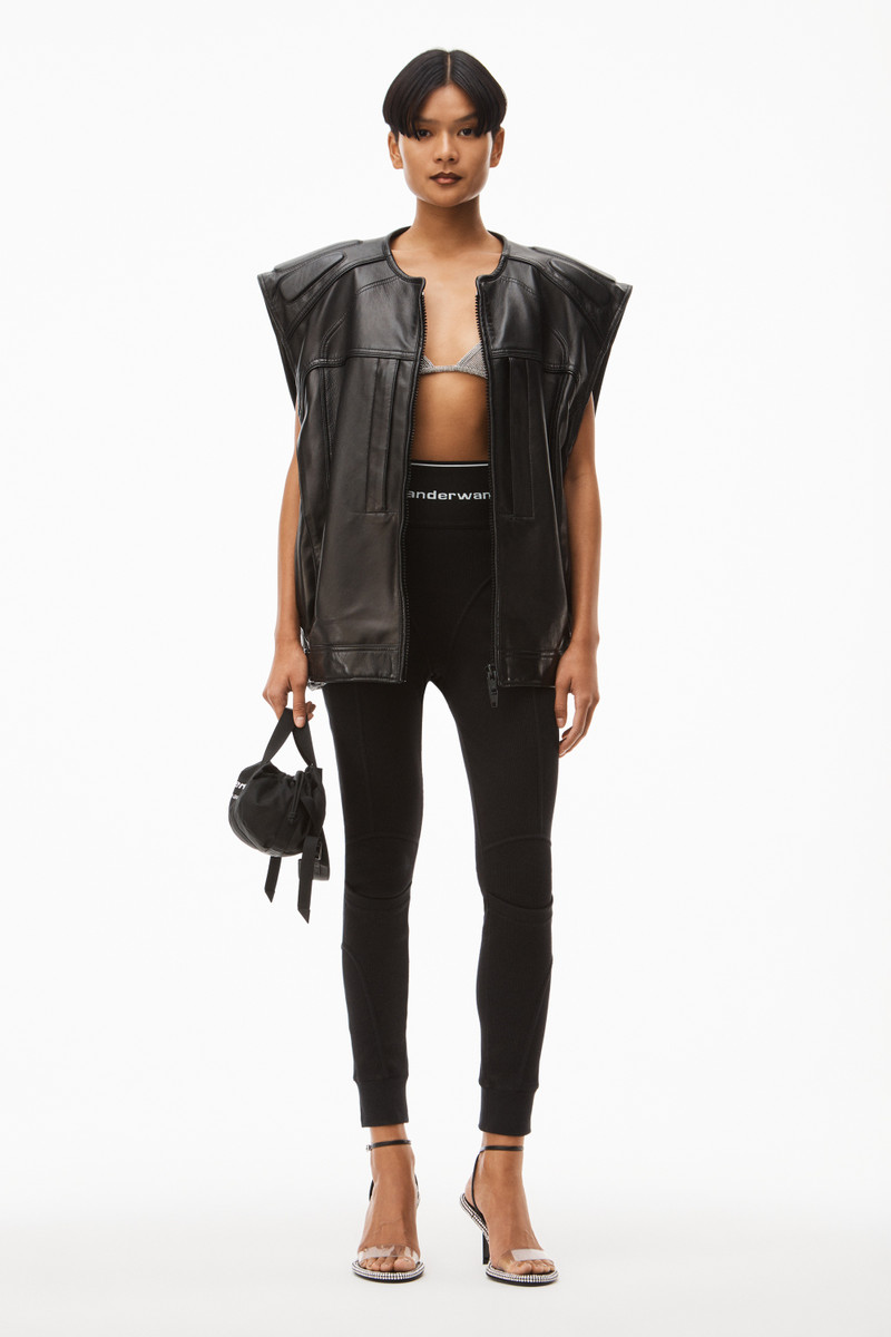 Alexander Wang LOGO ELASTIC LEGGING IN RIBBED JERSEY outlook