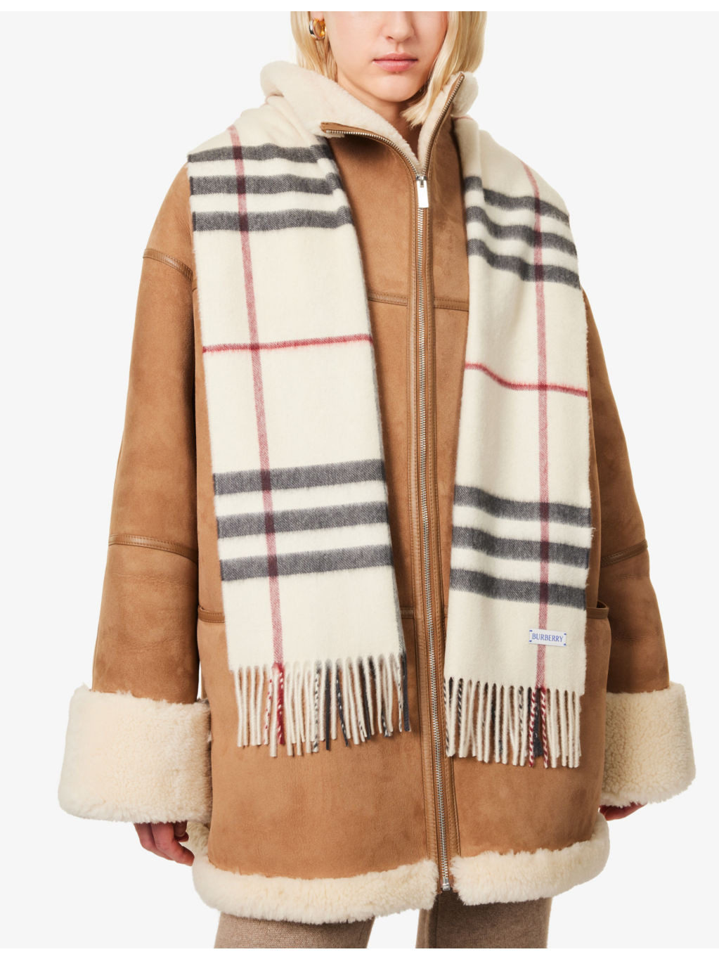 Check-print fringed cashmere scarf - 2