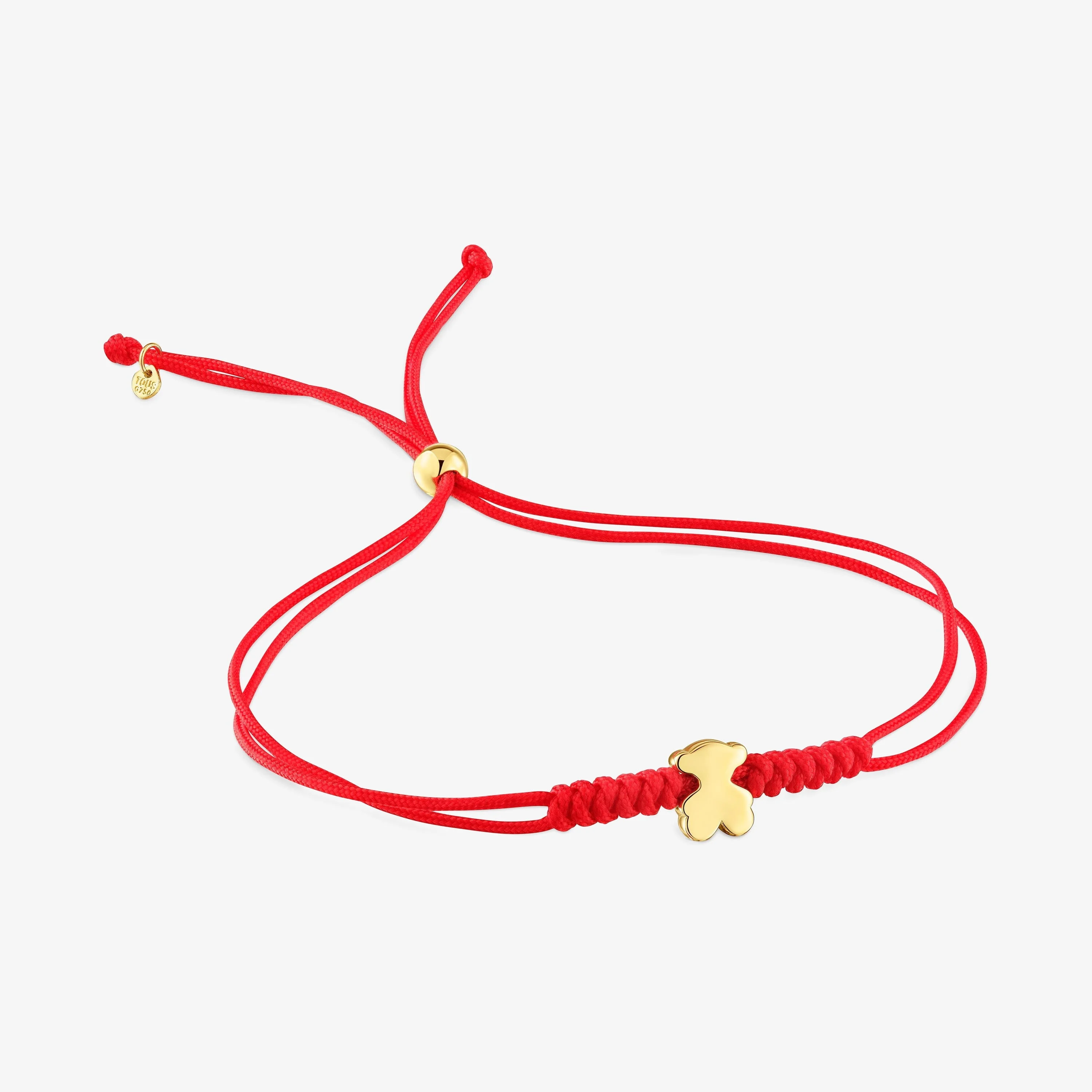 18K solid gold and red nylon bear-motif Bracelet Sweet Dolls - 1