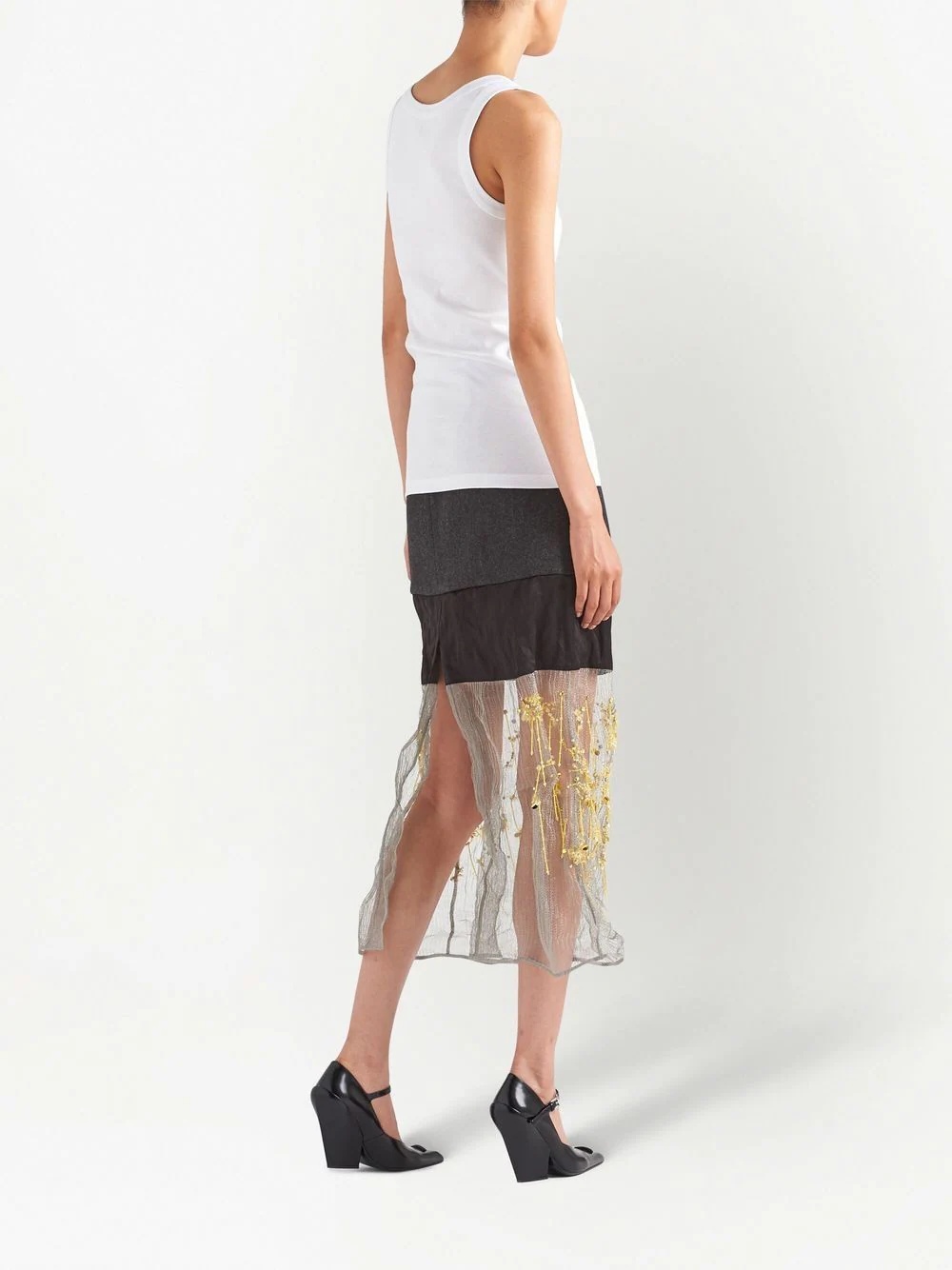 floral-embroidered midi skirt - 3