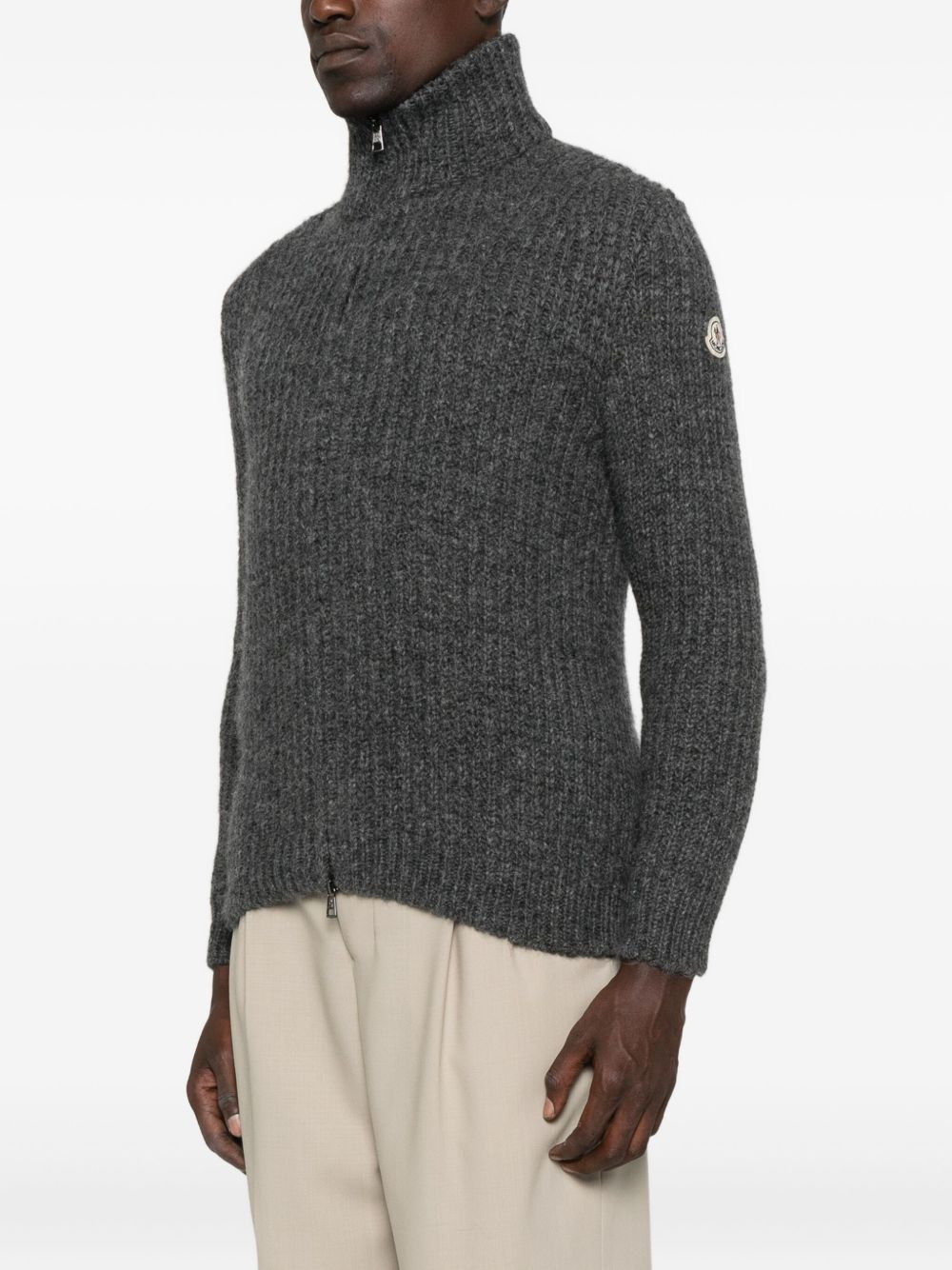 ribbed zip-up cardigan - 3