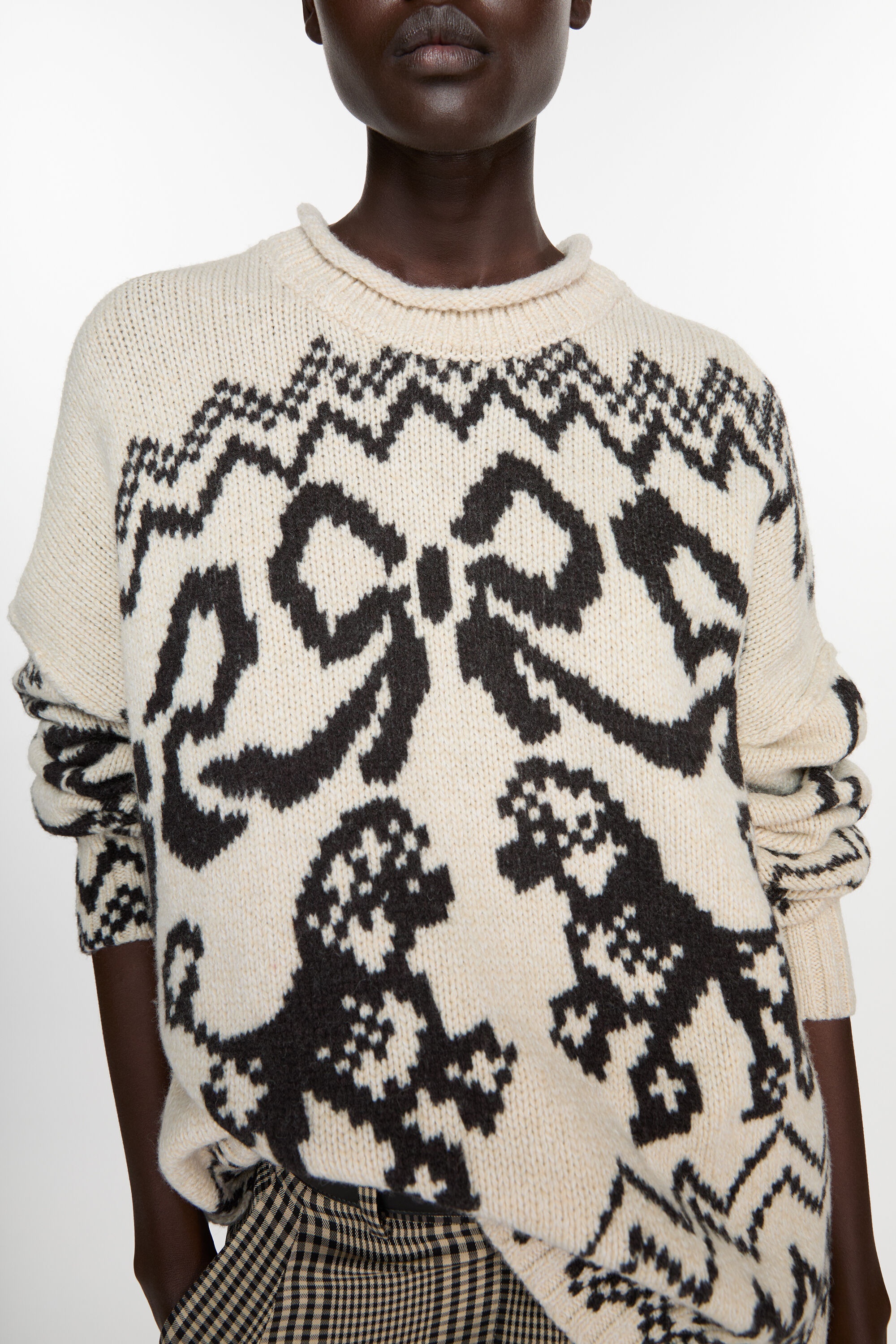 Jacquard sweater - White/black - 3