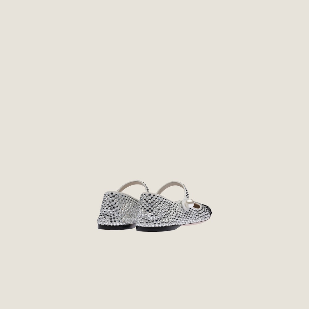 Cotton gabardine ballerinas with crystals - 2