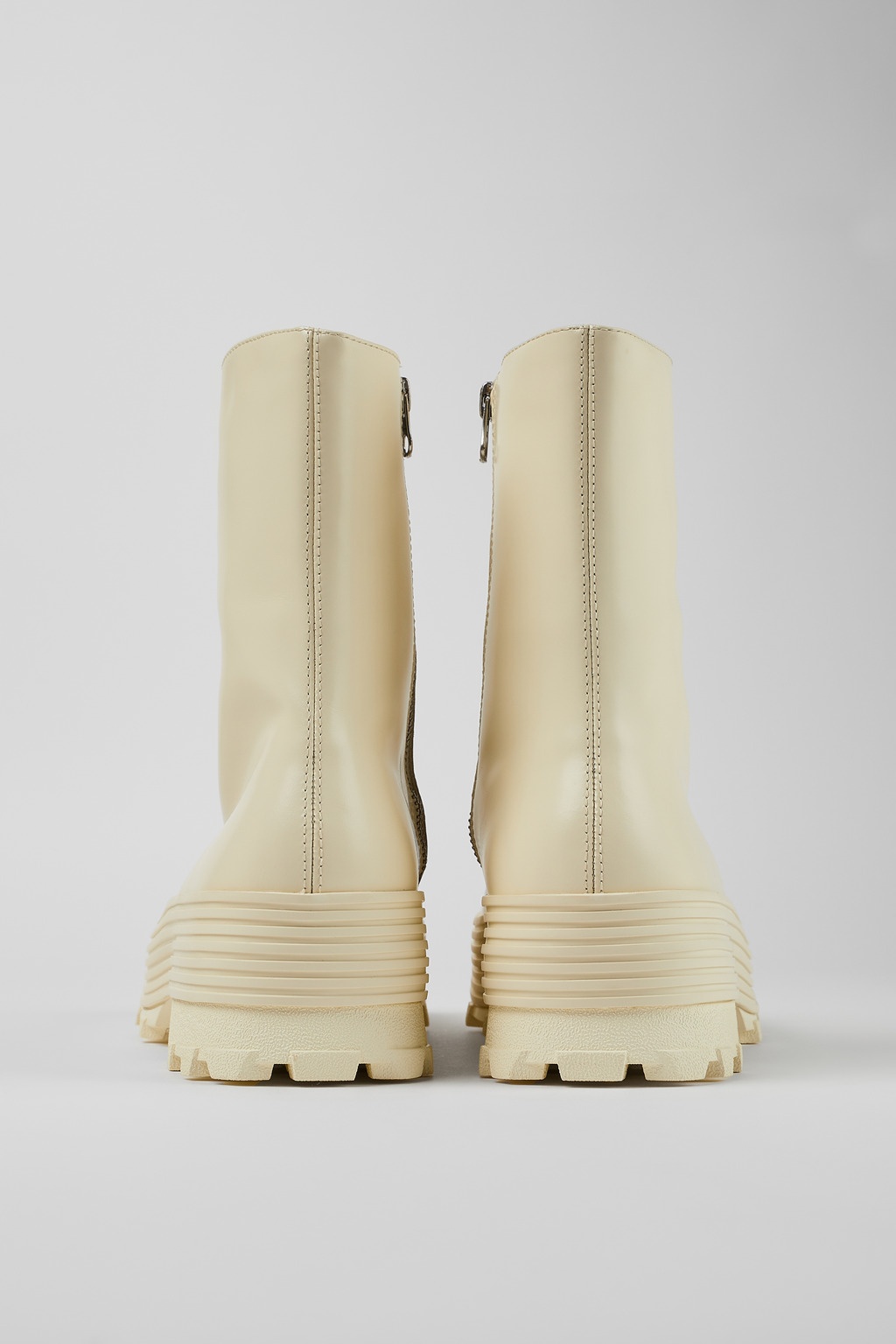 White Leather Zip Bootie - 3