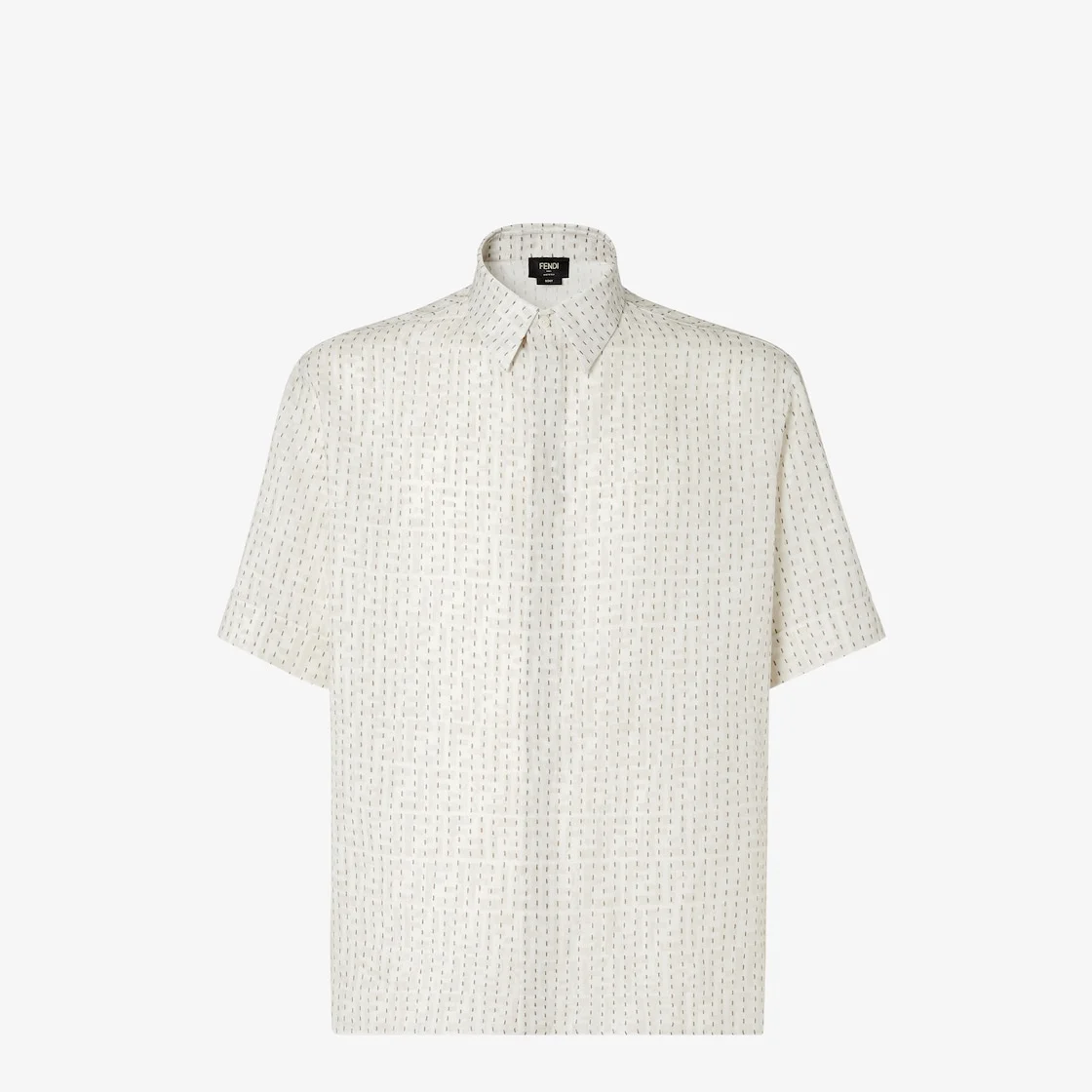 Shirt Beige FF linen shirt with topstitching - 1