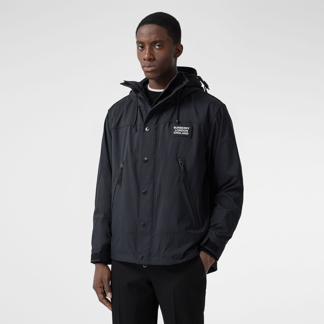 Logo Appliqué Technical Twill Hooded Jacket - 6