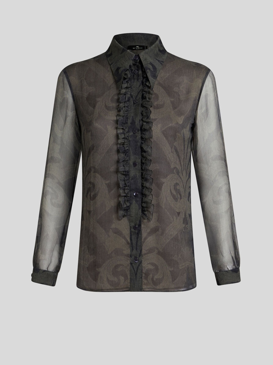 PRINTED SILK SHIRT WITH RUCHING - 1