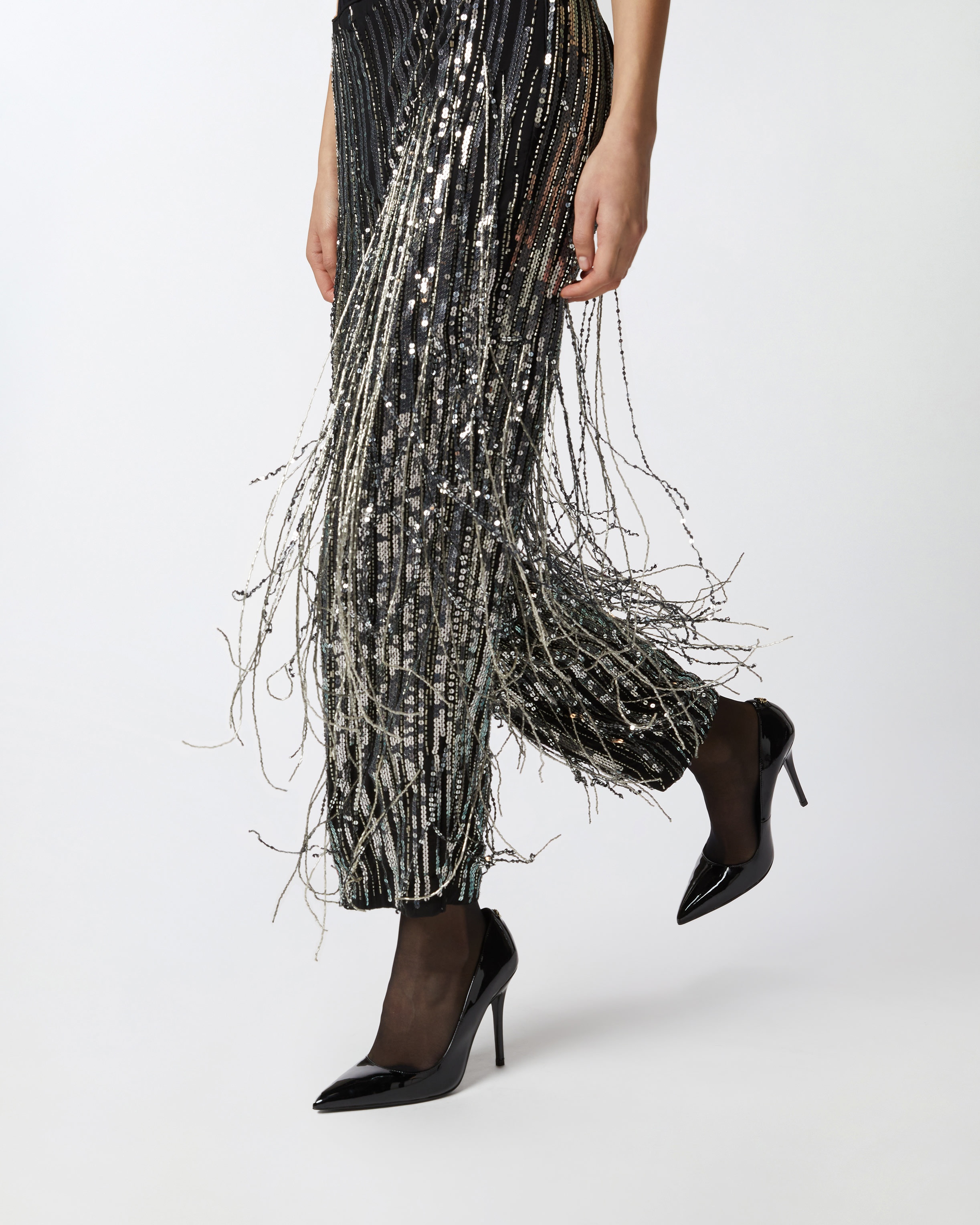 ELEGANT TROUSERS WITH FRINGING AND SEQUINS - 5