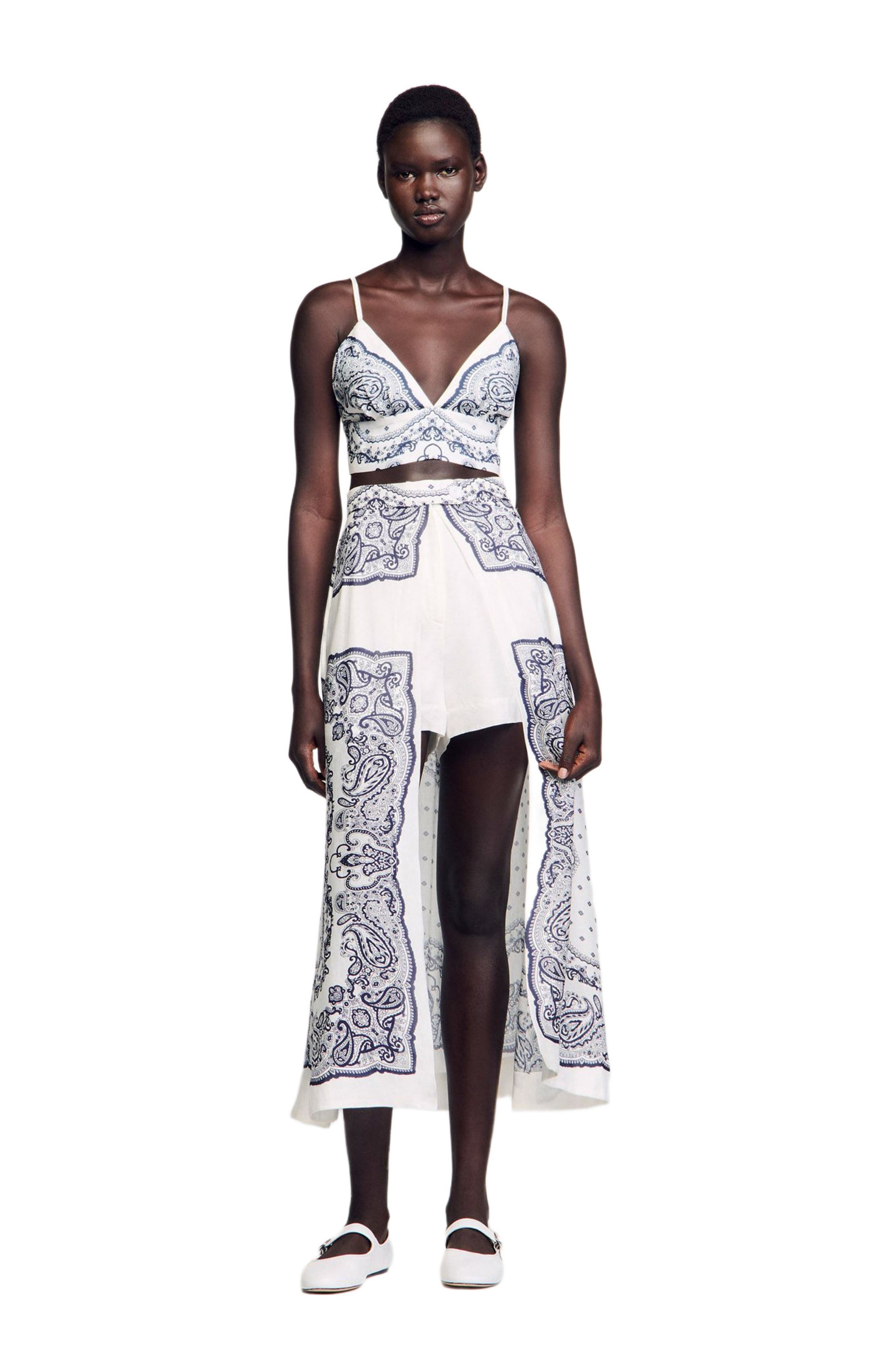 SANDRO Bandana-motif skirt shorts in White /Blue at Nordstrom - 6
