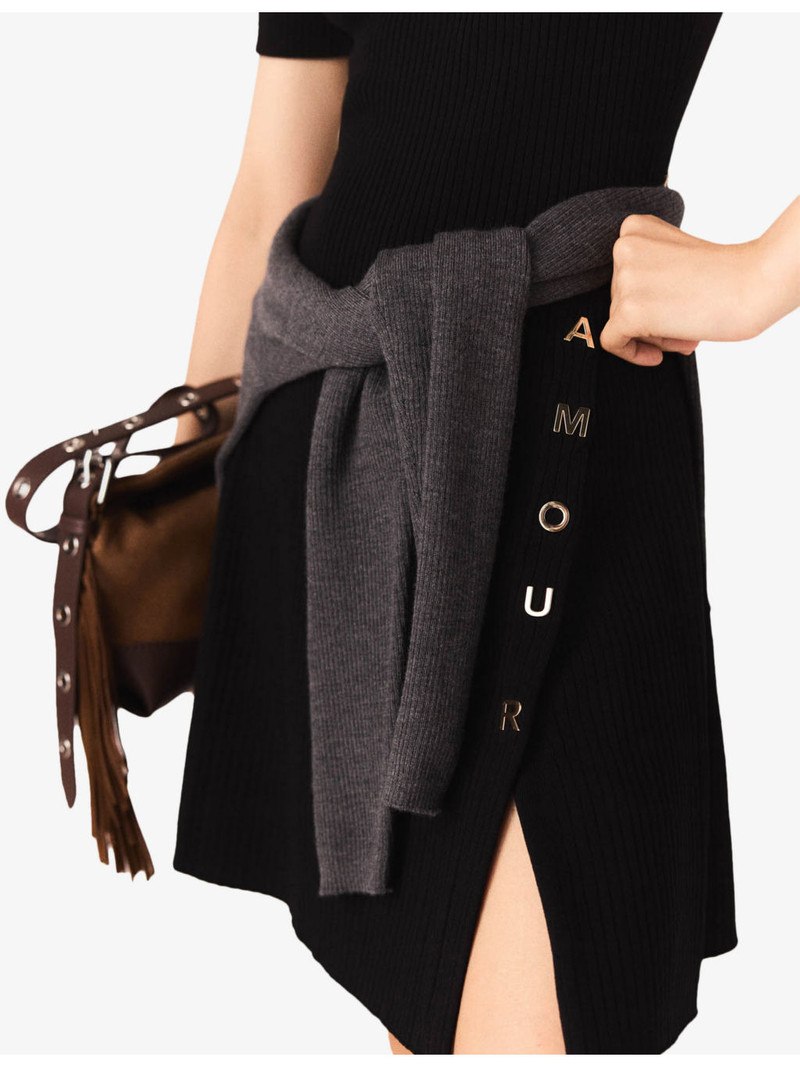 Short Button-Embellished Stretch-Knit Mini Dress 5