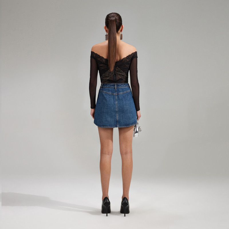 self-portrait Black Mesh Top outlook