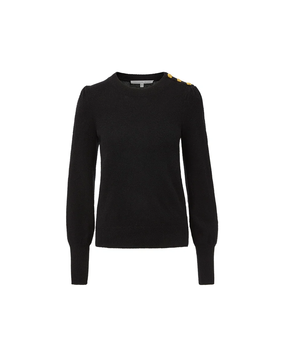 NELIA CASHMERE PULLOVER | BUTTON ACCENT - 1